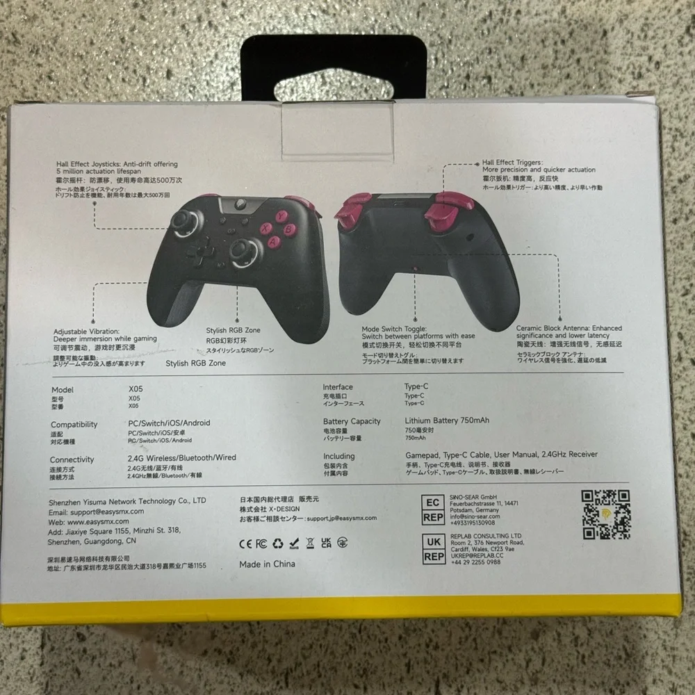 EasySMX X05 Wireless Controller for PC Switch iOS or Android - Black and Pink